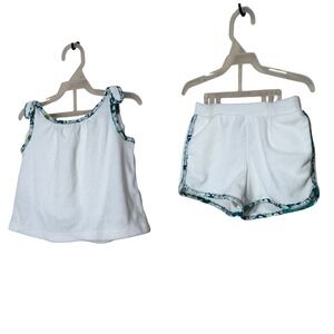 Janie and Jack Baby Girls White Terry Cloth Swim Cover Up Set Floral 18-24M